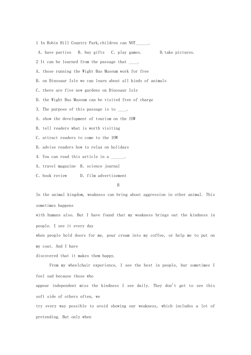 高一英语下学期入学考试考试卷(无答案)考试卷_第2页