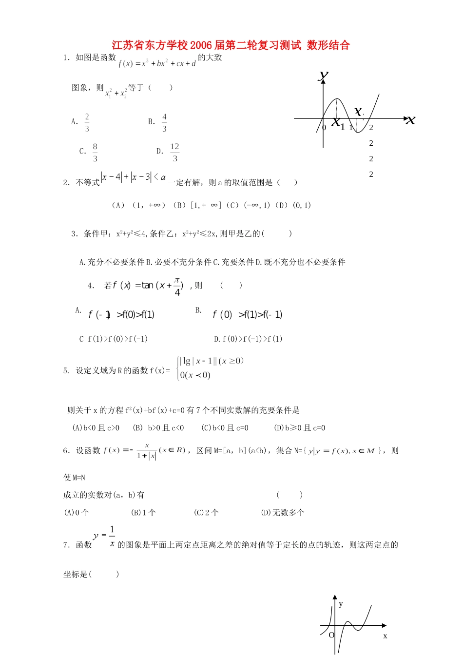第二轮复习测试 数形结合 人教版考试卷_第1页