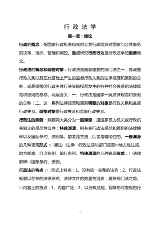 !行政法学考试知识要点
