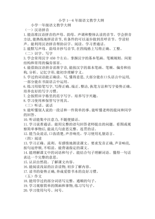 (word)小学16年级语文教学大纲