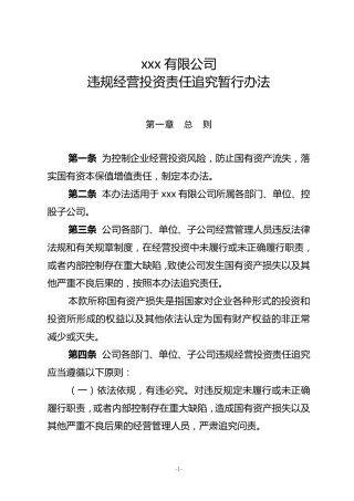 (上传)违规经营投资责任追究暂行办法