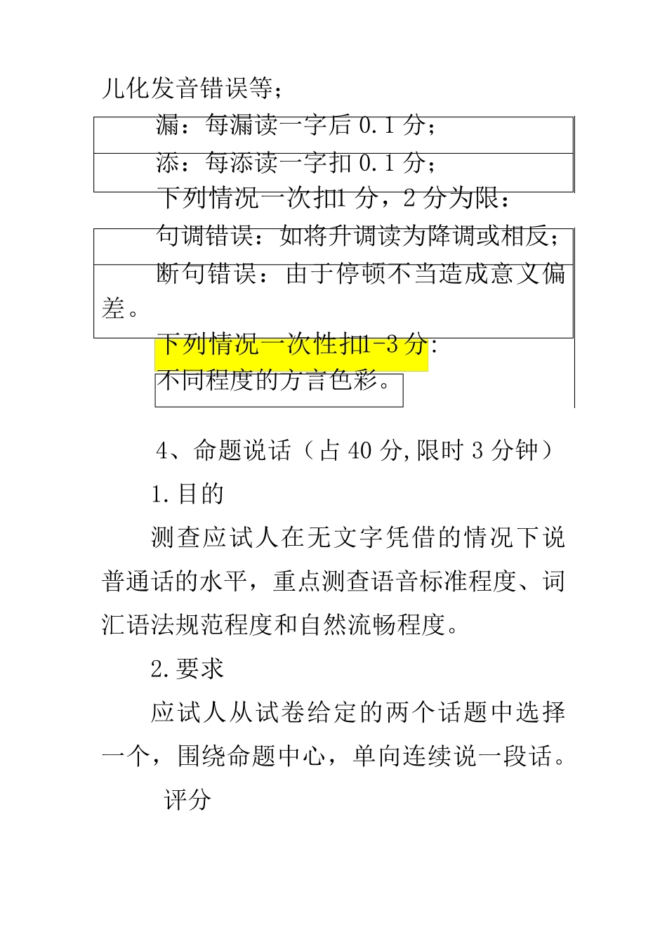 (二甲必备)国家级普通话考试测试题型及扣分标准_第2页