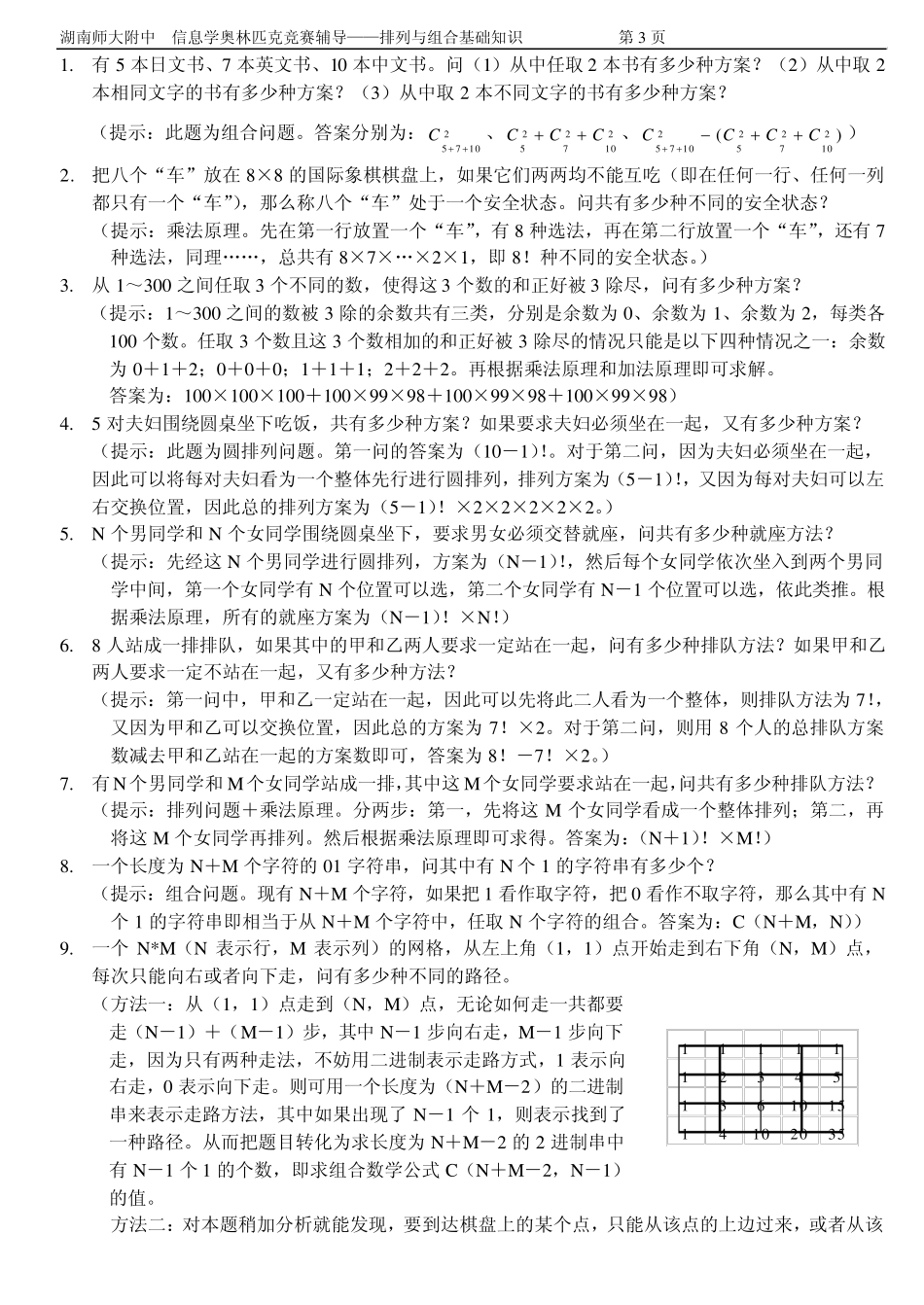 (信息学奥赛辅导)排列与组合基础知识_第3页