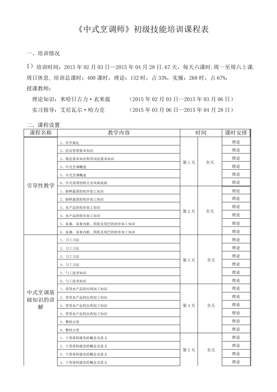 中式烹调师课程表_第1页