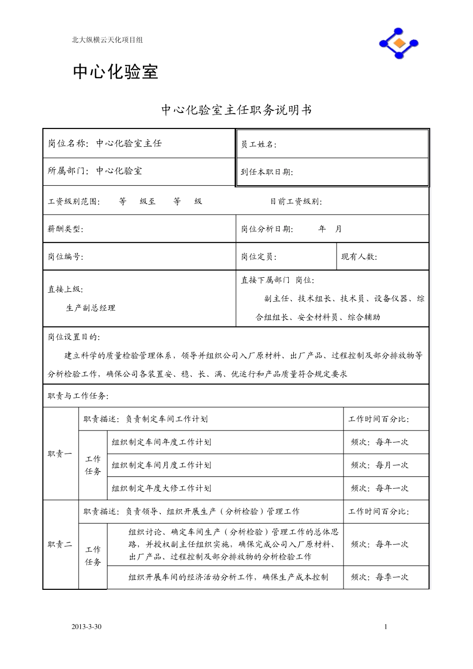 中心化验室职务说明书_第1页