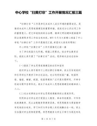 中心学校“扫黄打非”工作开展情况汇报三篇