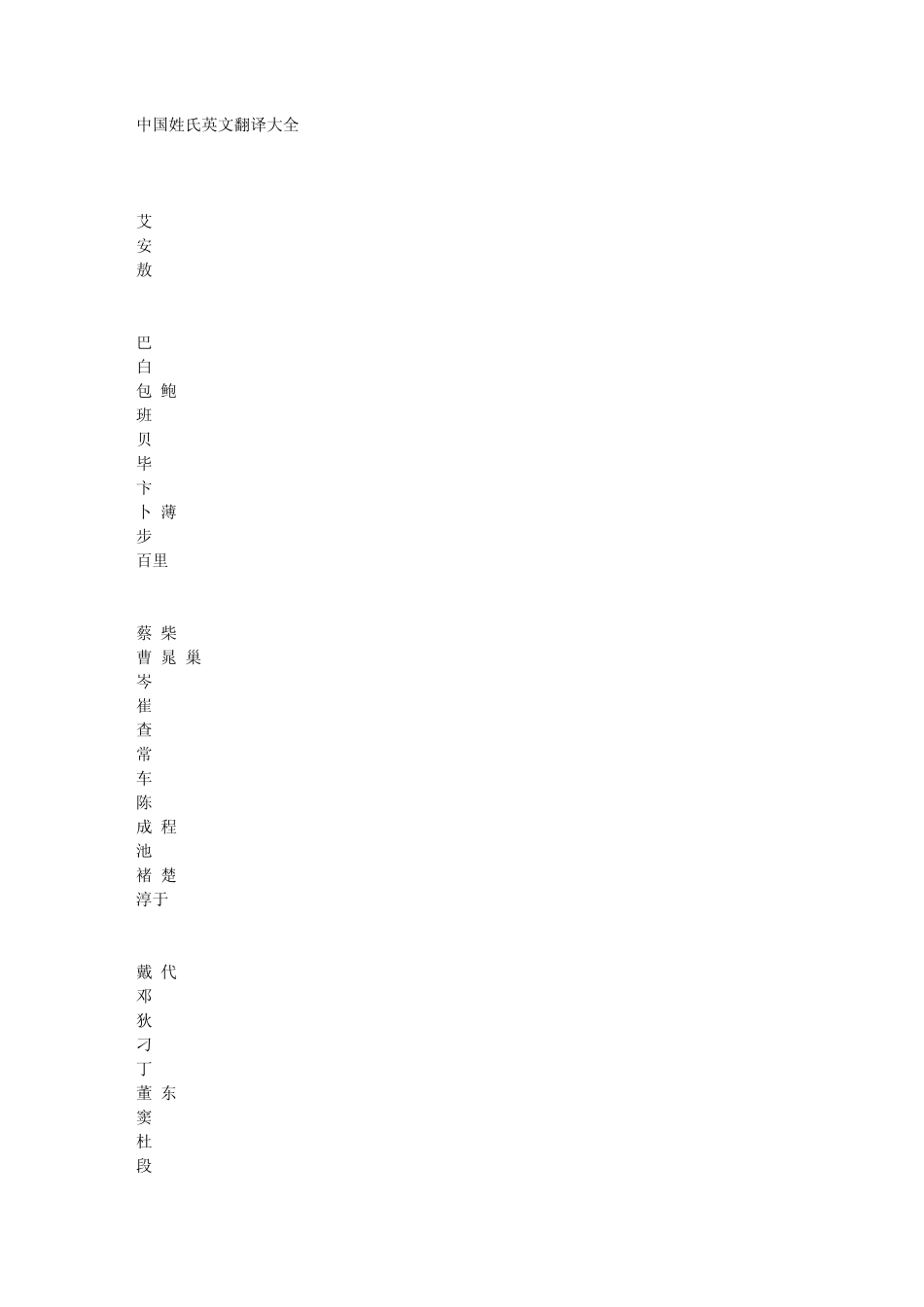 中文(广东话读法)姓氏英文翻译_第1页
