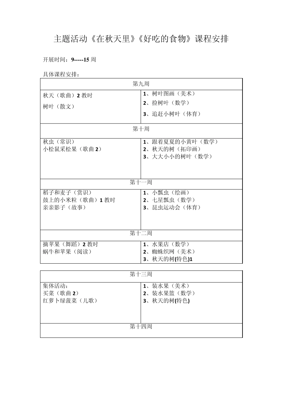 中班上半学期主题课程安排_第3页