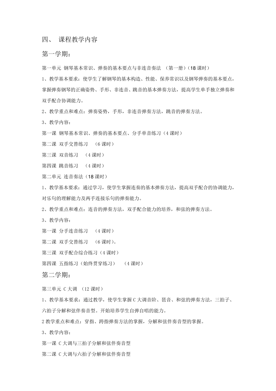 中等职业学校学前教育专业钢琴教学大纲_第2页