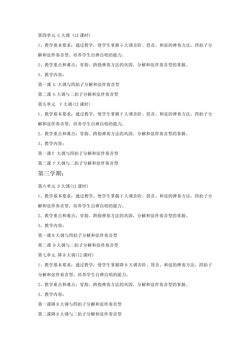 中等职业学校学前教育专业钢琴教学大纲_第3页