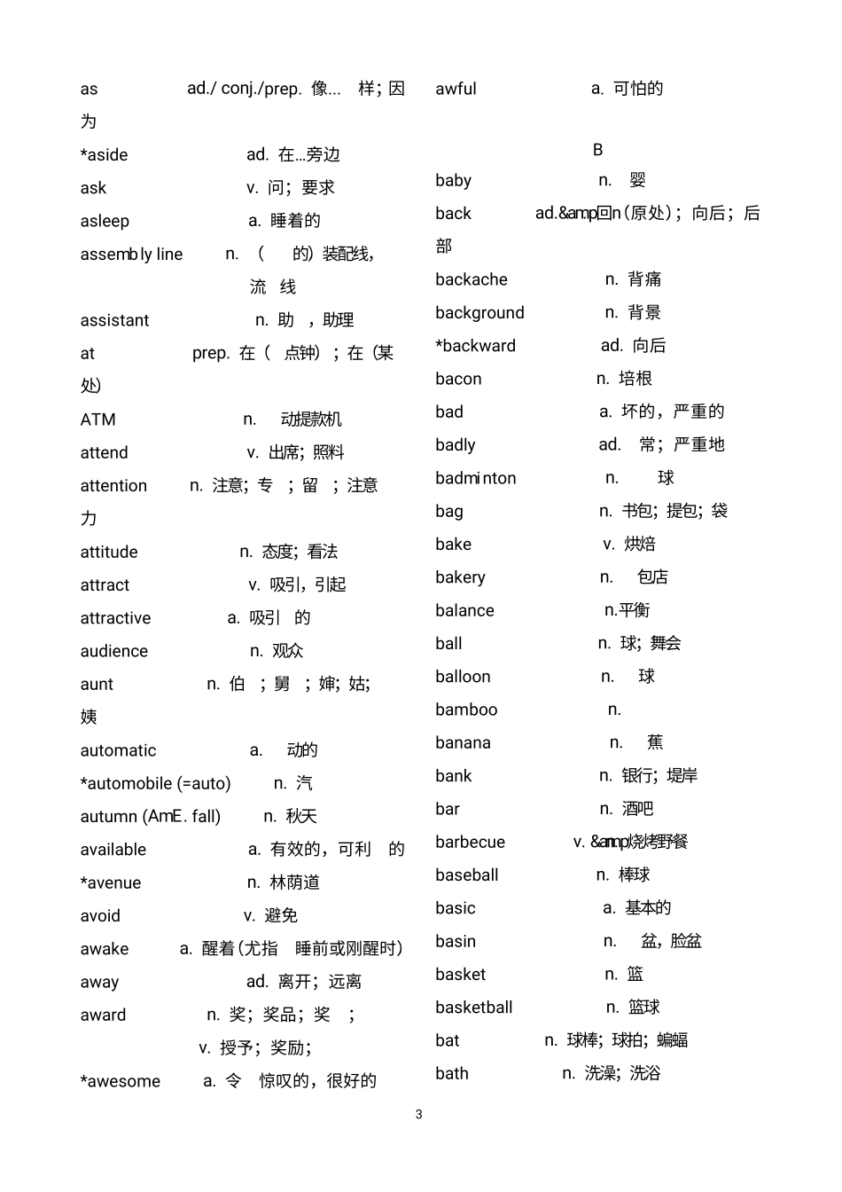 中等职业学校英语教学词汇表(2020新课标)_第3页
