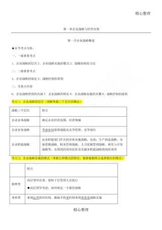 中级经济师工商管理知识点汇总