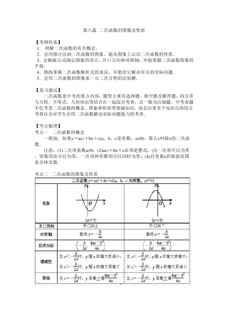 中考二次函数总复习经典例题、习题