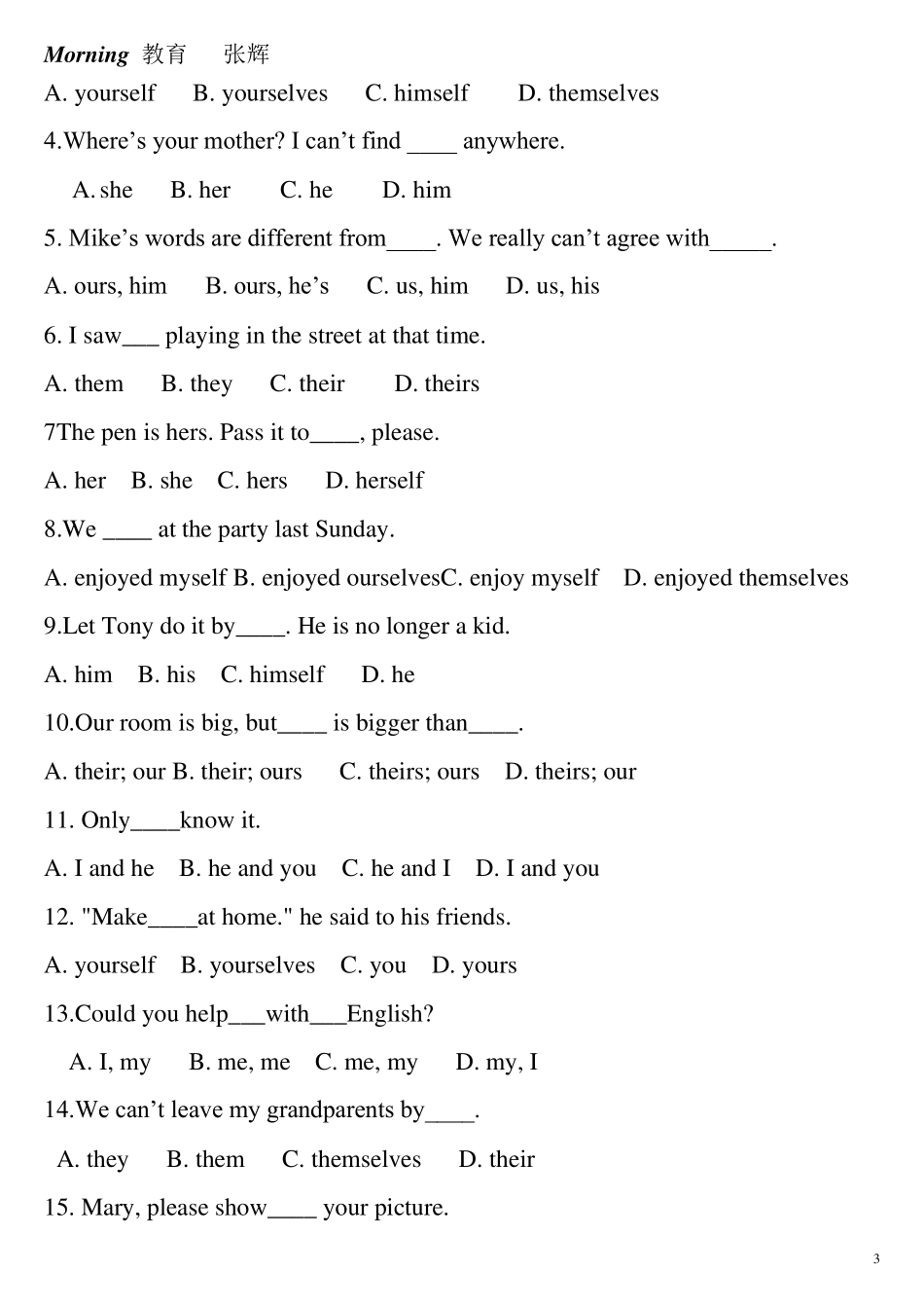 中考代词专项突破_第3页