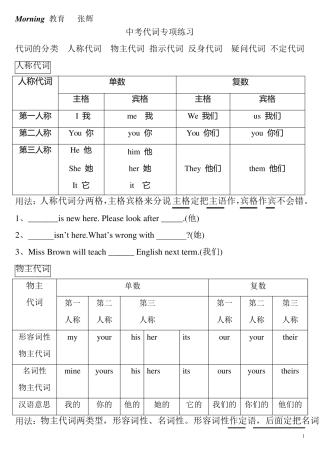 中考代词专项突破