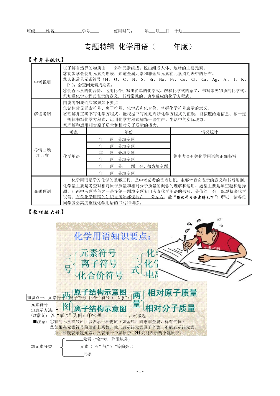 中考化学专题复习：化学用语(2013年版)_第1页