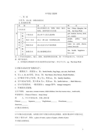 中考名词专项练习题