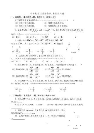 中考复习三角形全等、相似练习题