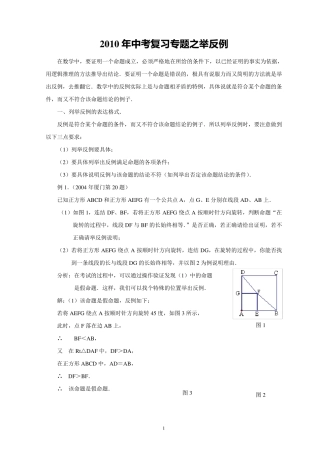 中考复习专题之举反例