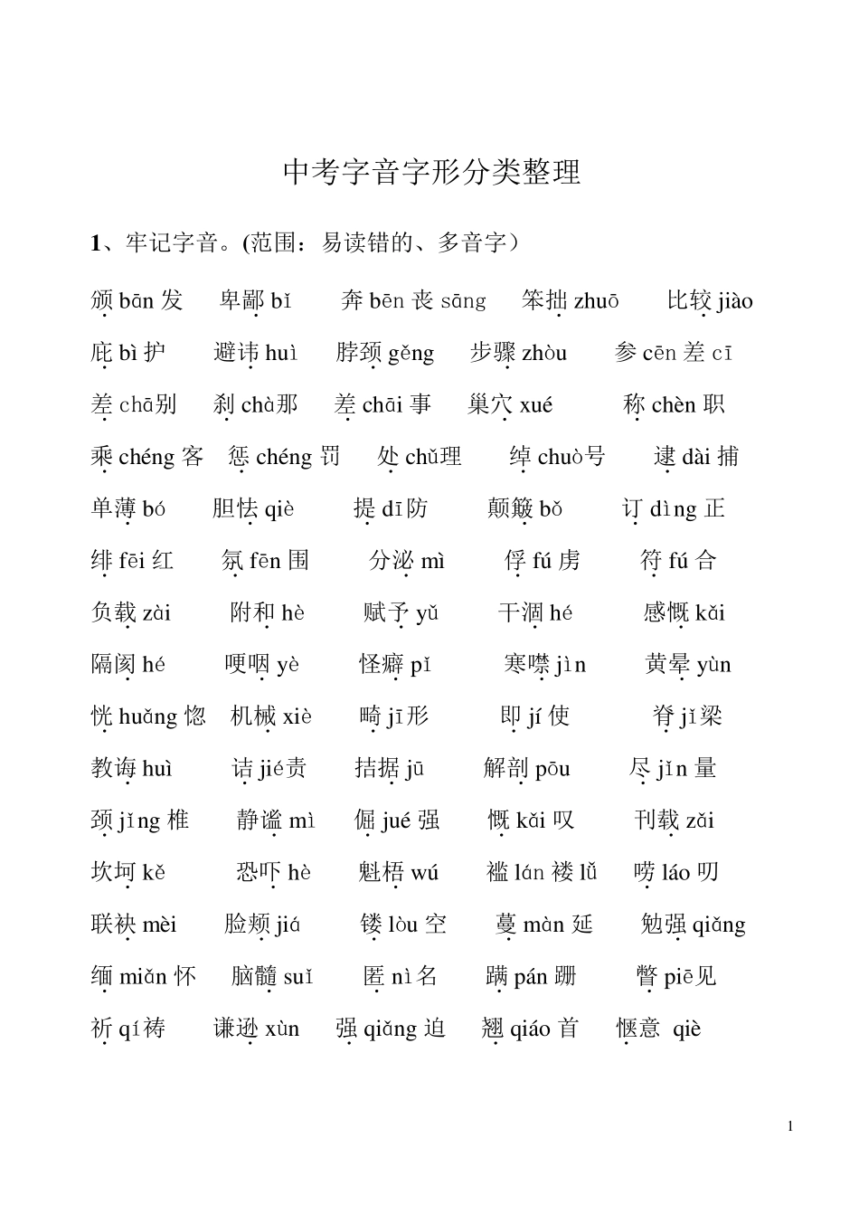 中考字音字形分类整理_第1页