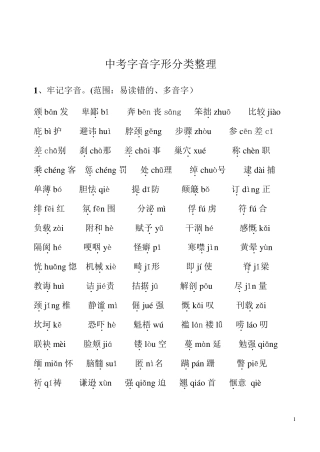 中考字音字形分类整理