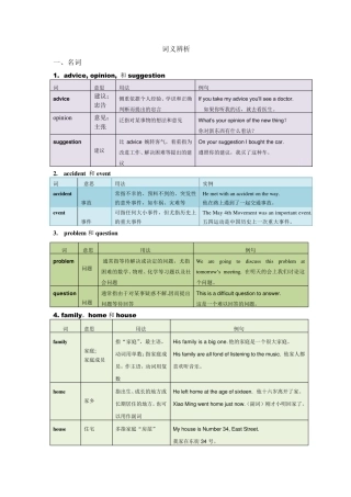 中考常考词词义辨析