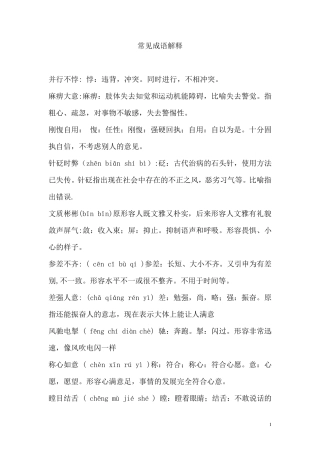 中考常见成语解释