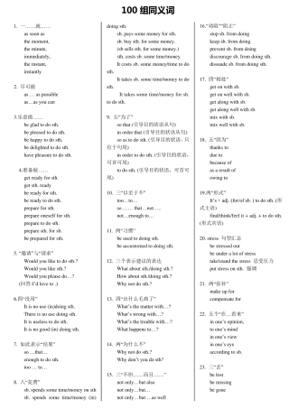 中考必备英语同义词组100对