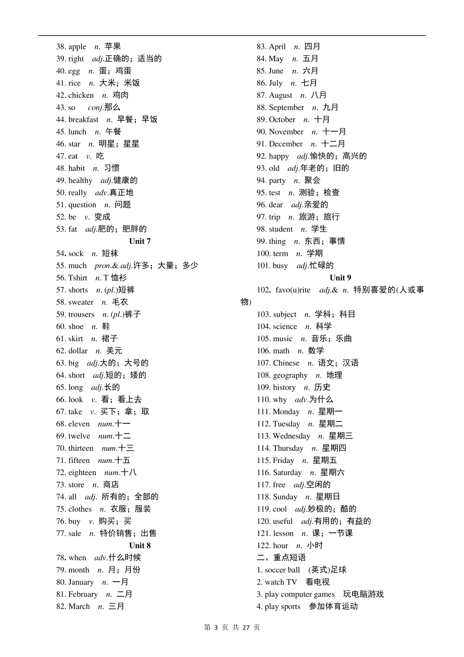 中考必背单词、短语、句型_第3页