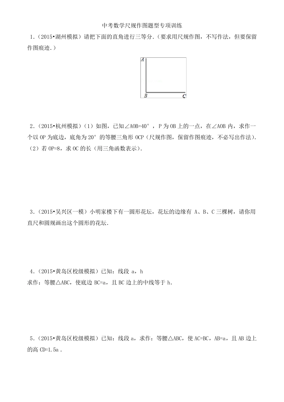 中考数学专项训练—尺规作图_第1页