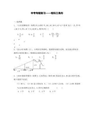 中考数学专题复习——相似三角形(通用)