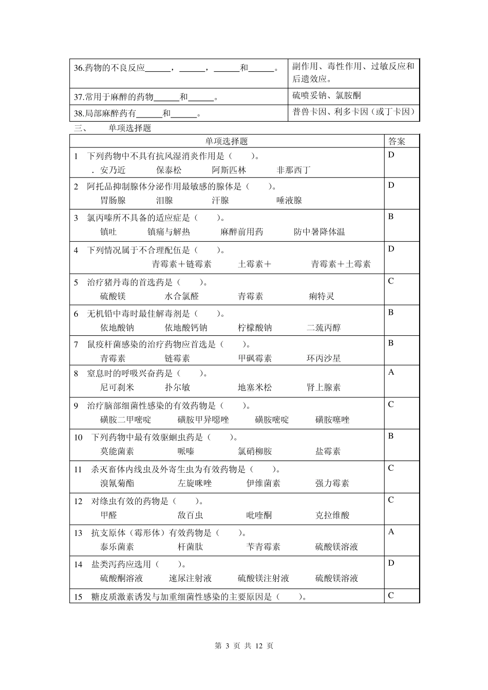 兽医药理学题库中国兽医网_第3页