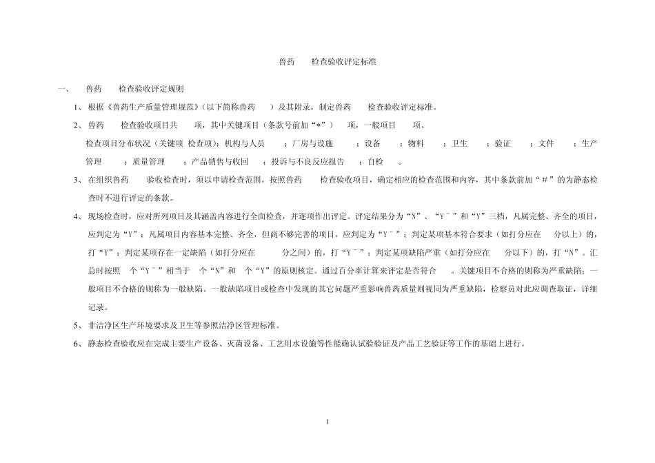 兽药GMP检查验收评定标准_第1页