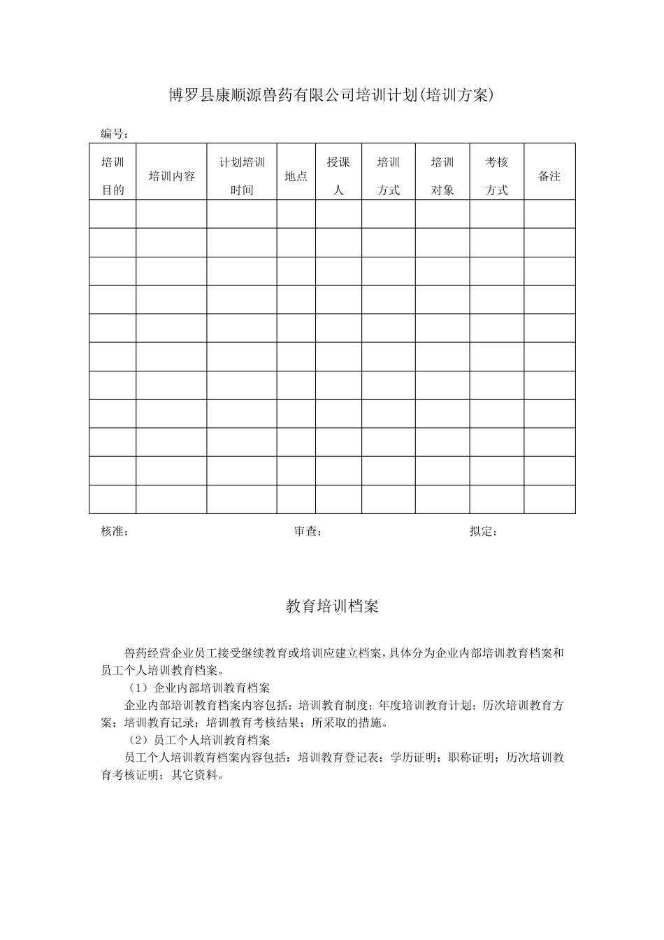 兽药GSP各类记录样表_第1页