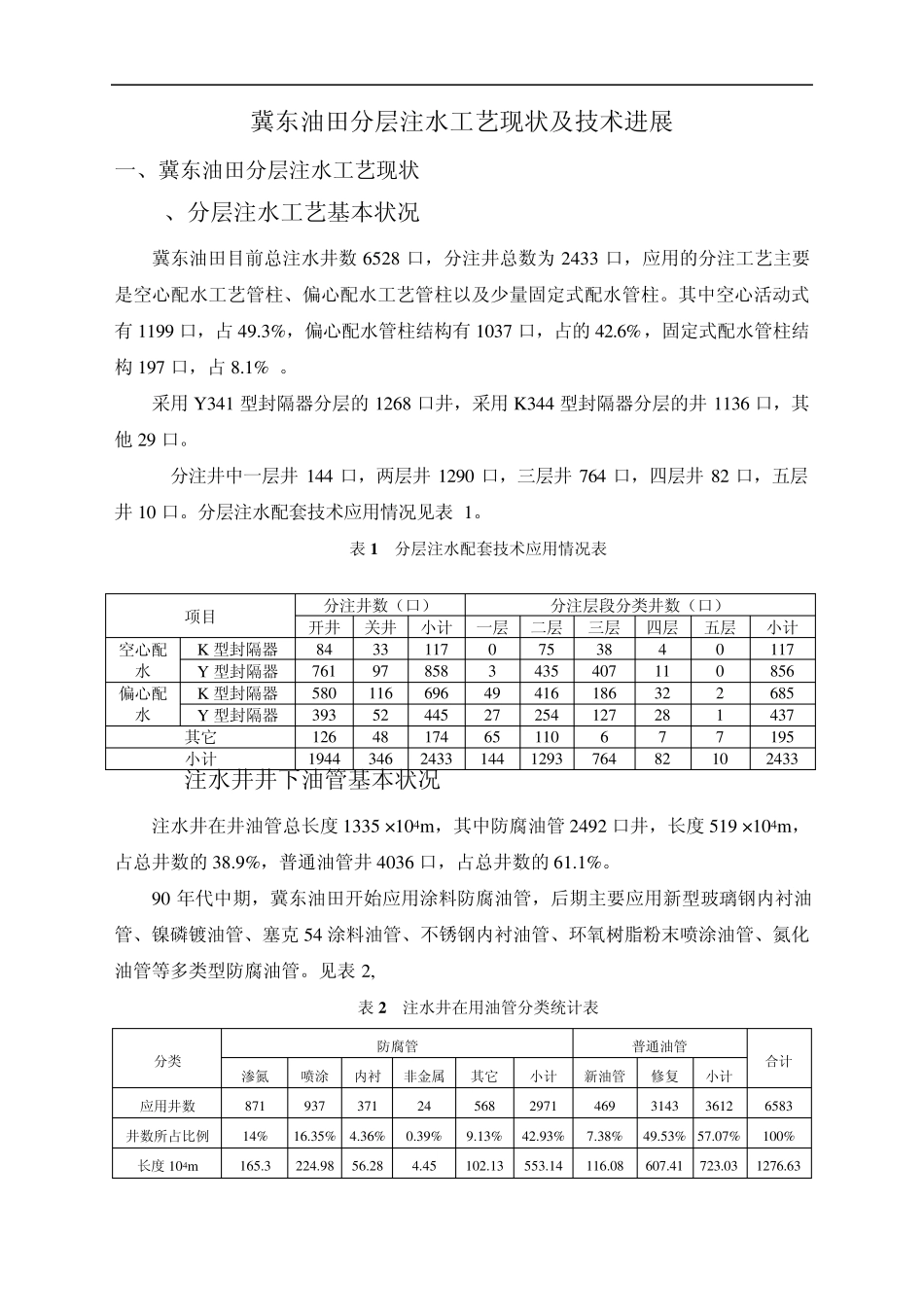 冀东油田分层注水工艺现状及技术进展_第1页