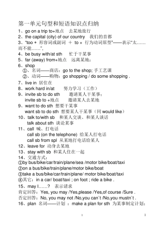 冀教版七年级英语知识点归纳(上)