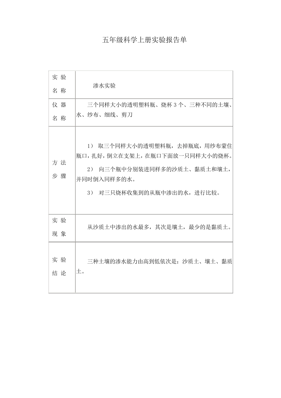 冀教版五年级上册科学实验报告单_第3页