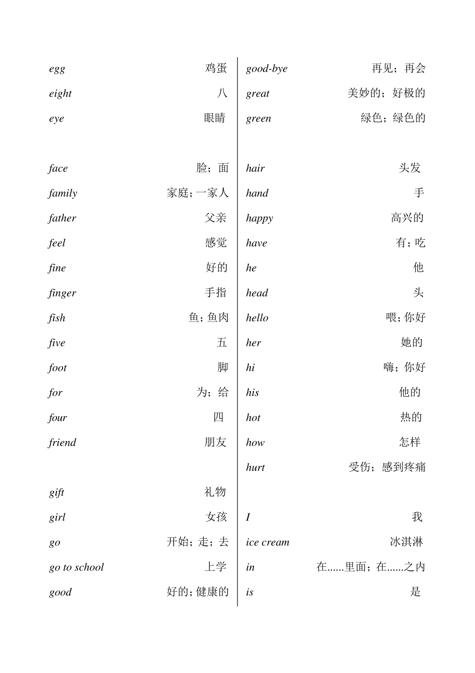冀教版小学三至六年级英语单词表_第2页