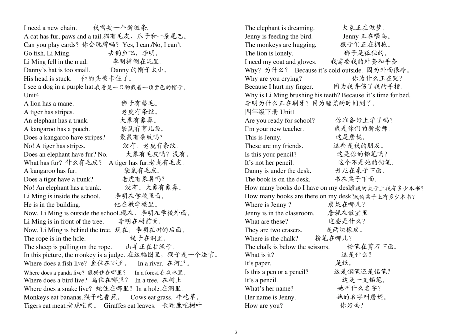 冀教版小学英语重点句型_第3页