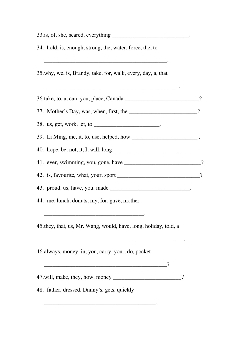 冀教版连词成句专练_第3页