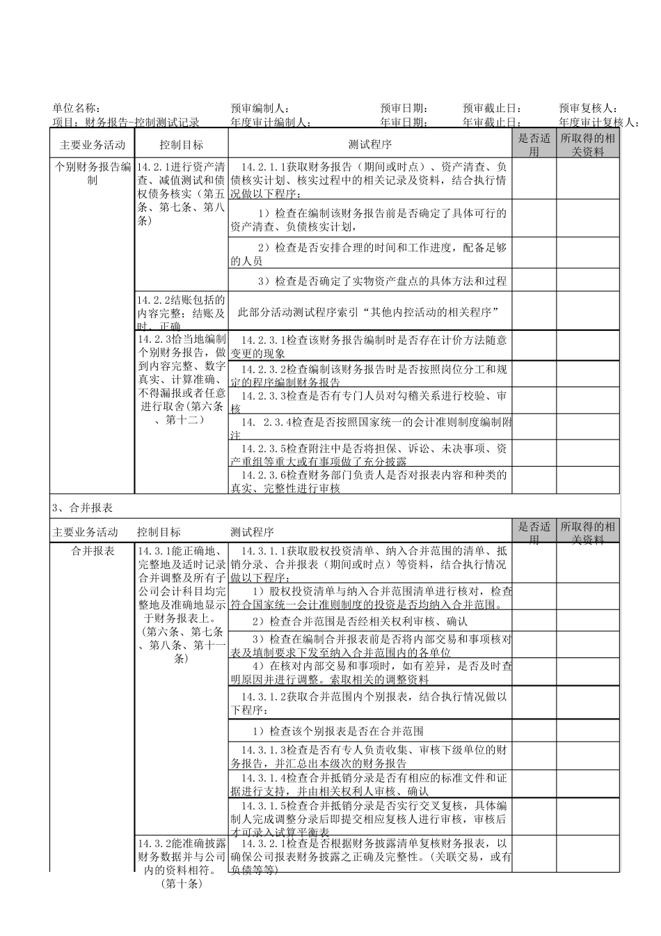 内控审计工作底稿财务报告_第2页