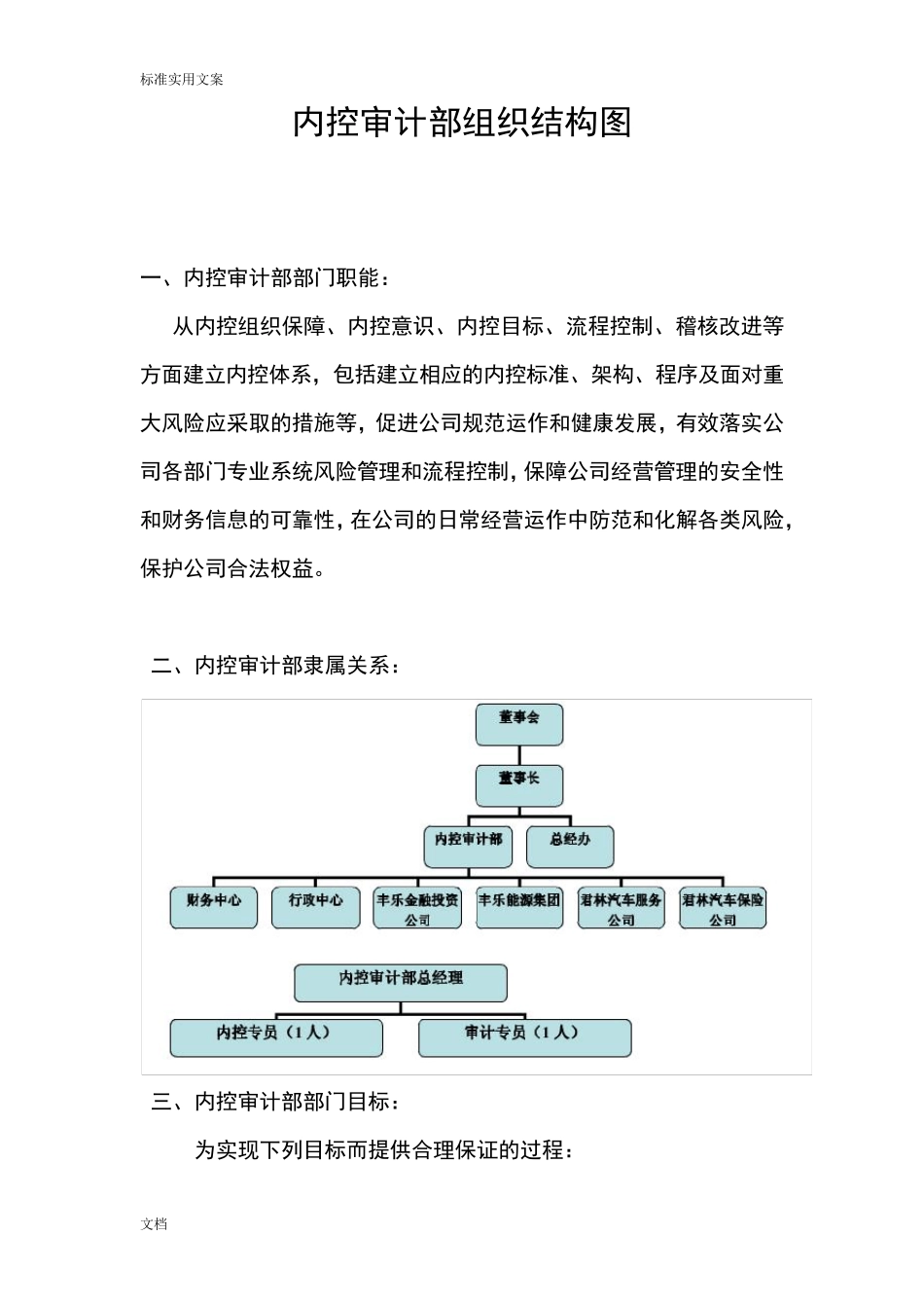 内控审计部组织结构图_第1页