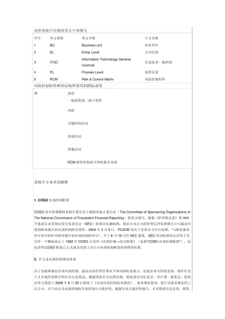 内控系统中出现的英文字母缩写