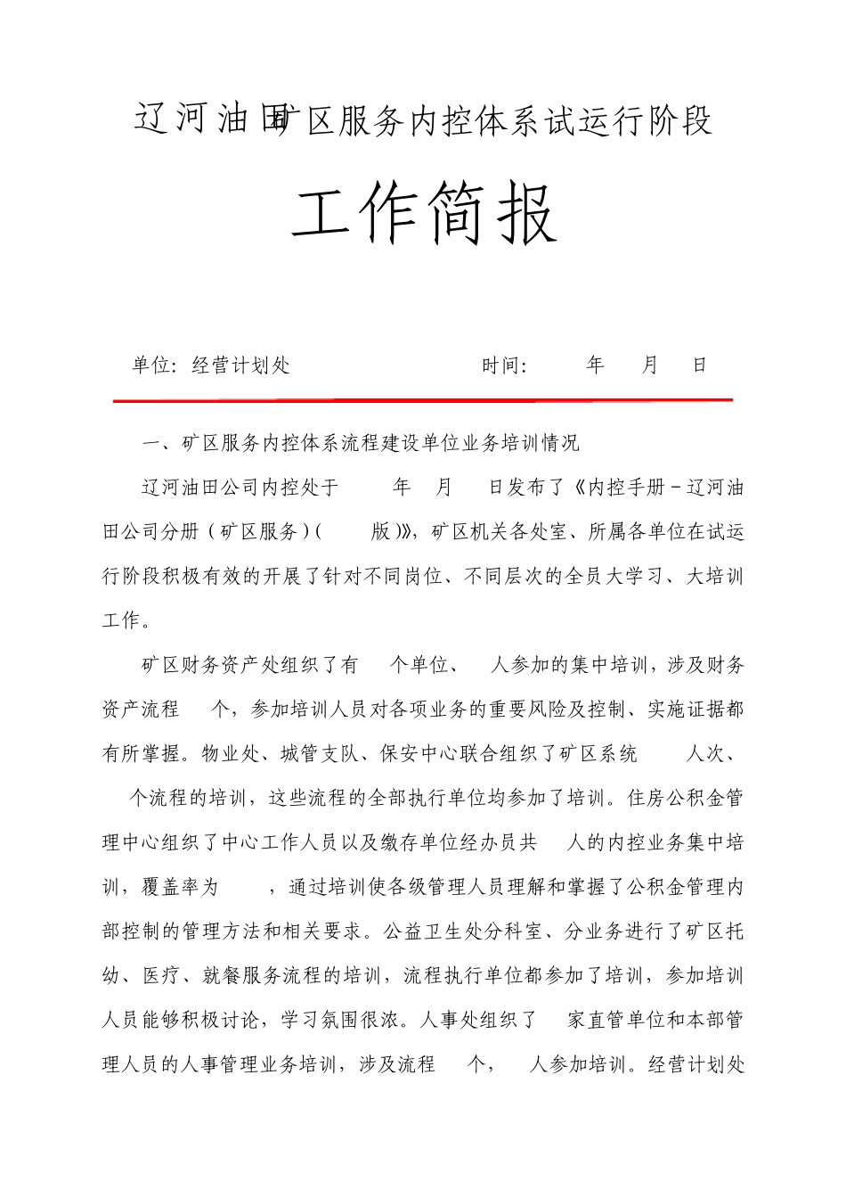 内控试运行阶段简报_第1页