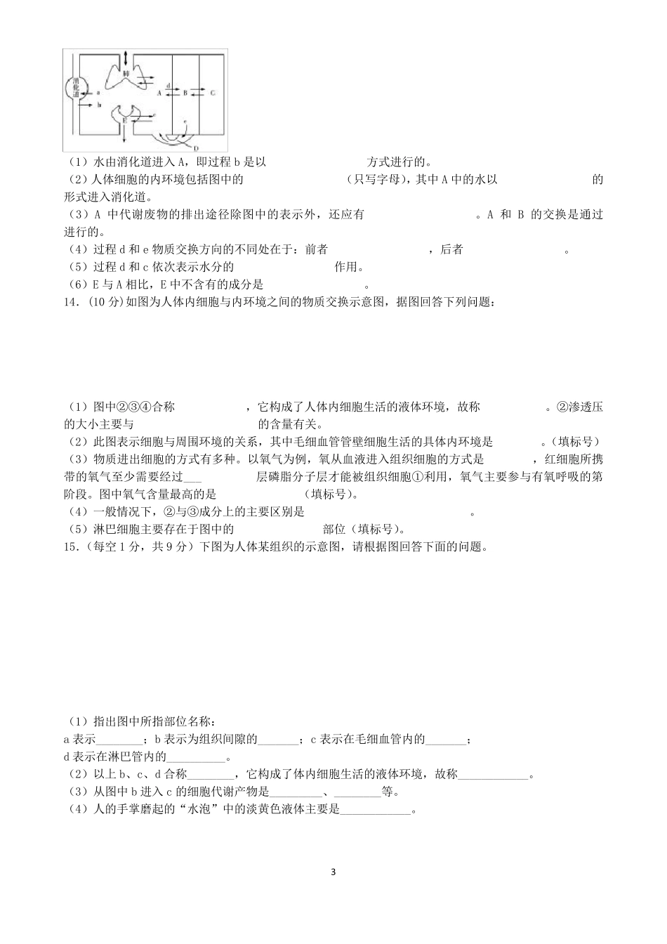 内环境及稳态习题及答案_第3页