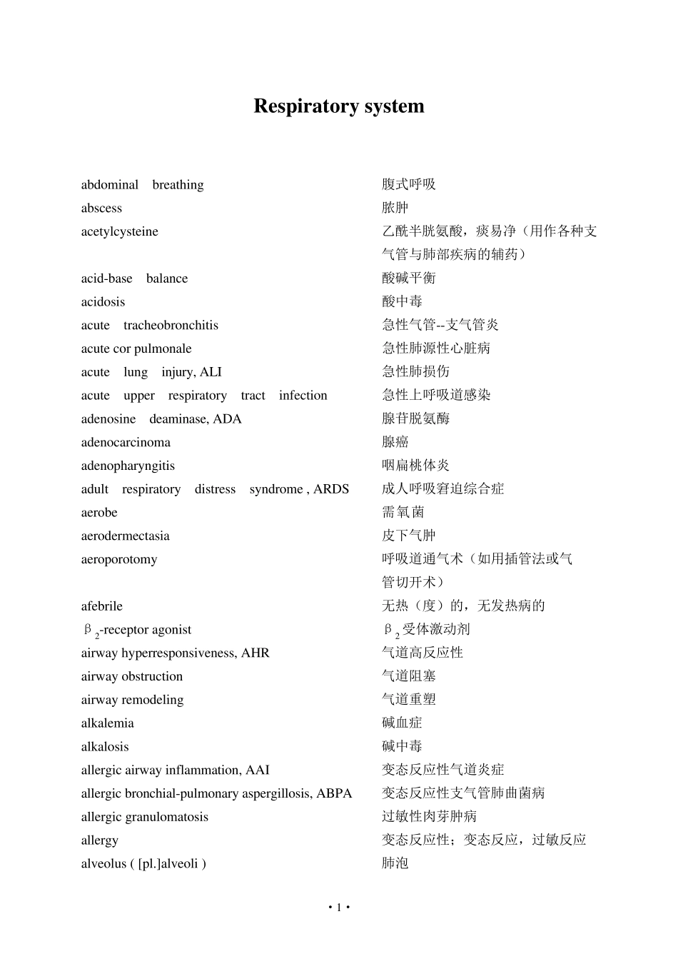 内科学专业英语词汇_第1页