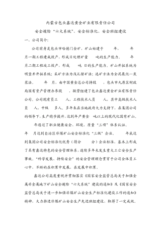 内蒙古包头鑫达黄金矿业有限责任公司