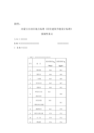 内蒙古自治区地方标准《居住建筑节能设计标准》