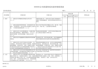 内部审核检查记录表适用2016新评审准则