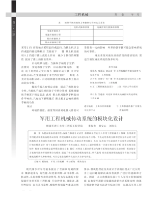 军用工程机械传动系统的模块化设计